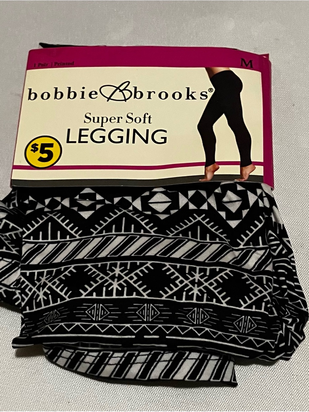Bobbie Brooks Black & White Aztec Print Super Soft Leggings